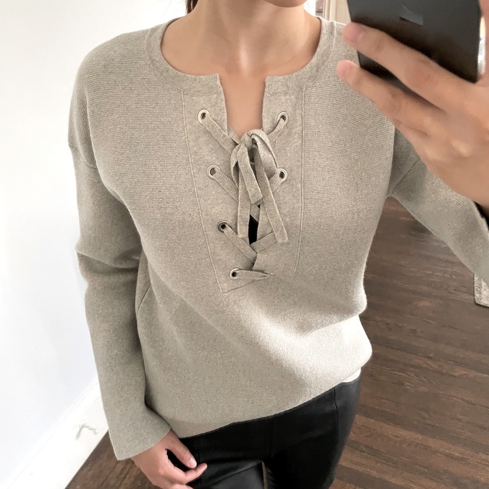 J. Crew bonded lace up wool sweater